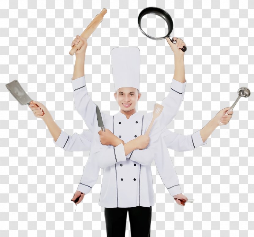 Gesture Uniform Cheering Cook - Wet Ink Transparent PNG