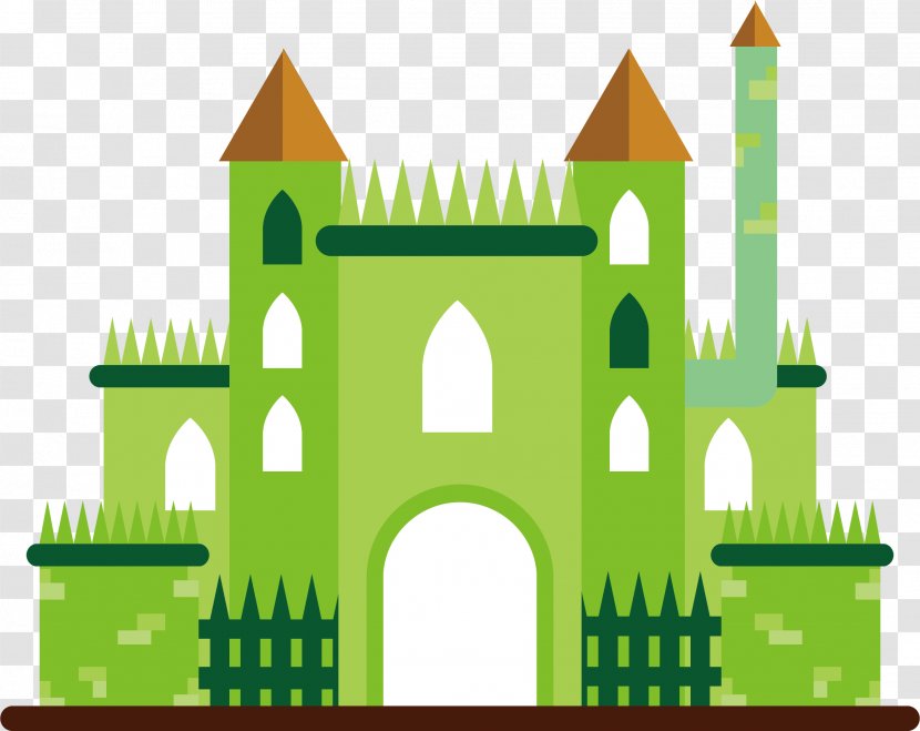 Cartoon Illustration - Drawing - Green Castle Transparent PNG