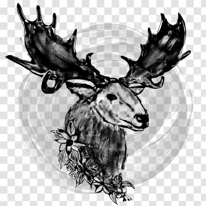 /m/02csf Reindeer Cattle Drawing Moose - Like Mammal - Floral Deer Antlers Transparent PNG