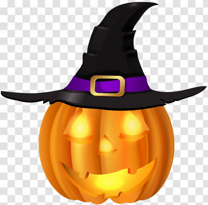 Pumpkin Witch Hat Halloween Jack-o'-lantern Clip Art - Food - With Transparent PNG