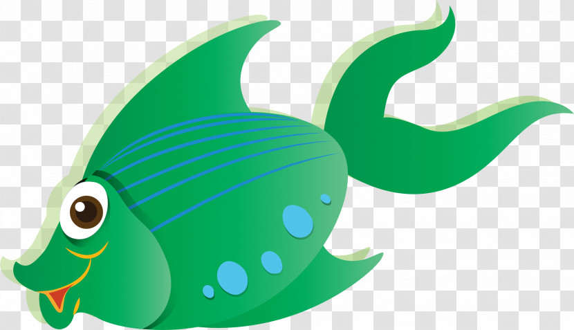 Green Fish Fin Cartoon Fish Transparent PNG