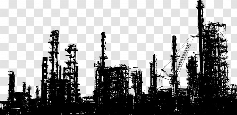 Oil Refinery Petroleum Industry Refining - Black And White - Pixelated Vector Transparent PNG