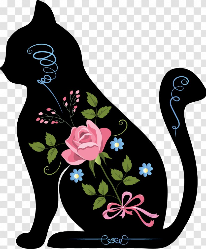 Pink Flower Cartoon - Plant - Black Cat Transparent PNG