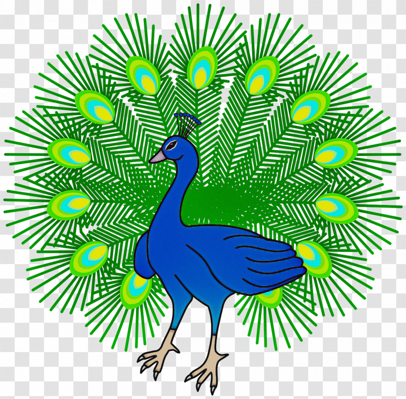 Peafowl Bird Green Beak Tree Transparent PNG