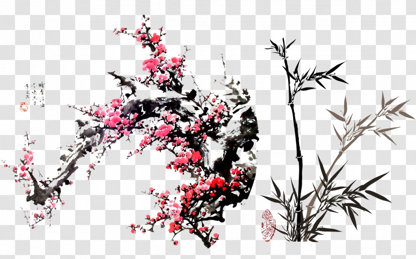 Vietnam Lunar New Year Bing Antithetical Couplet - Floral Design - Three Friends Of Winter Transparent PNG
