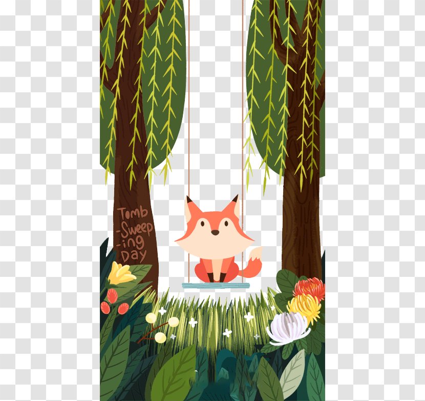 Cartoon Illustration - Project - Swingin Little Fox Transparent PNG