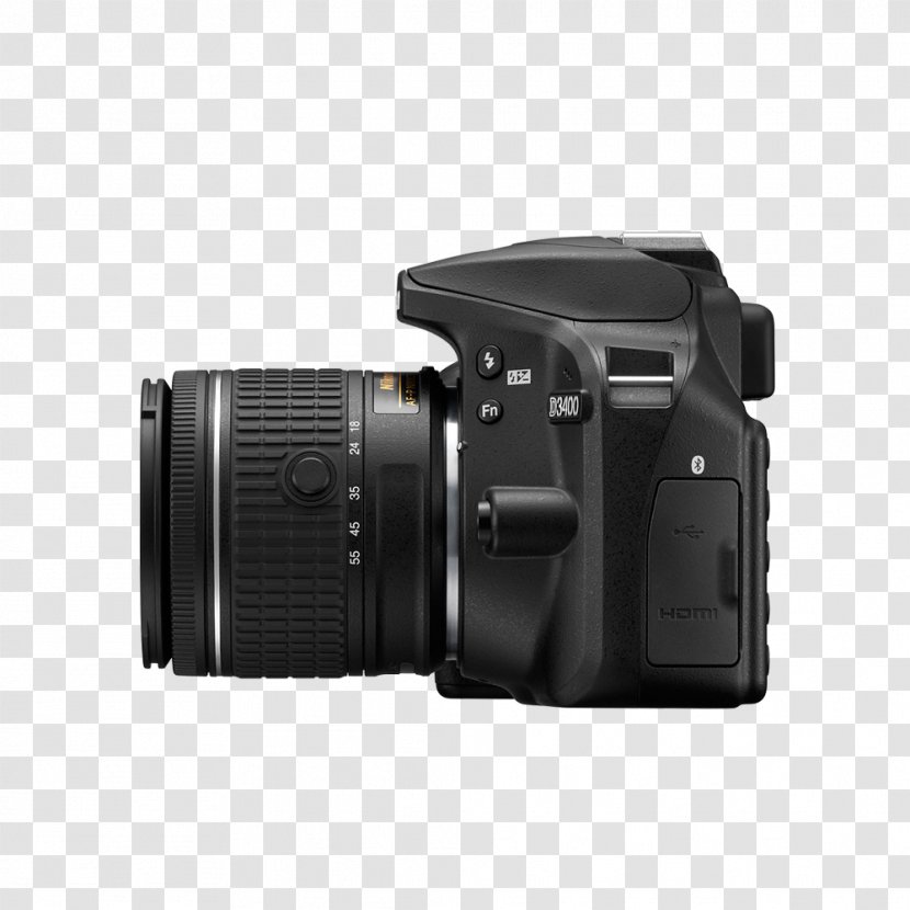 Nikon D3400 Digital SLR Canon EF-S 18–55mm Lens Single-lens Reflex Camera DX Format - Single Transparent PNG