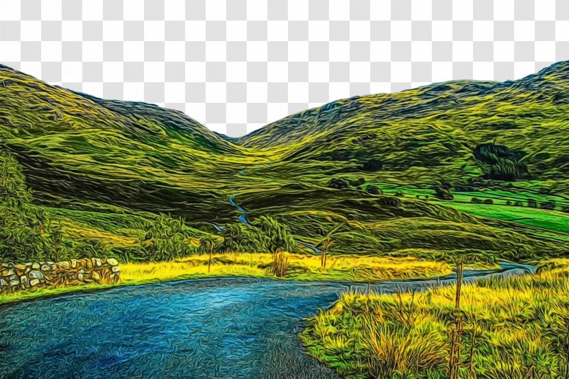 Natural Landscape Nature Highland Reserve Vegetation - Wet Ink - Hill Mountain Transparent PNG