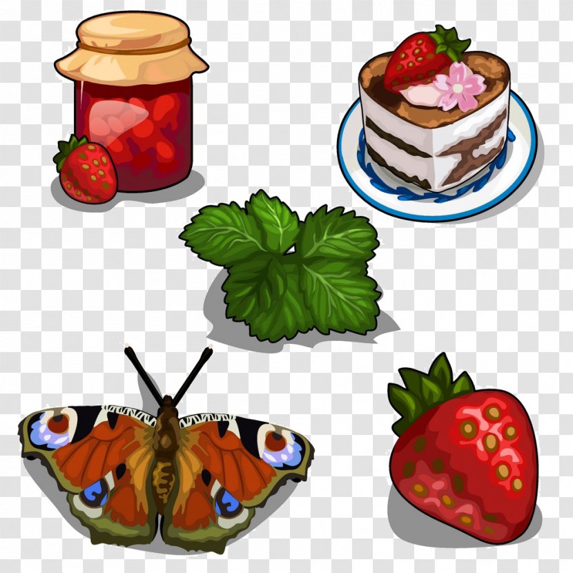 Strawberry Cream Cake Pie Fruit Preserves - Food - Butterfly Transparent PNG