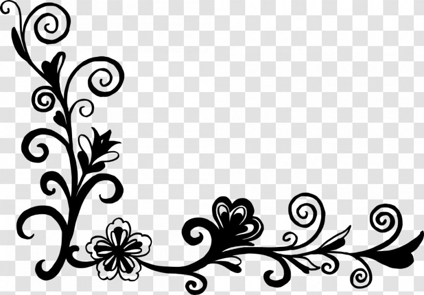 Flower Floral Design Black And White Clip Art - Flora - Corner Transparent PNG