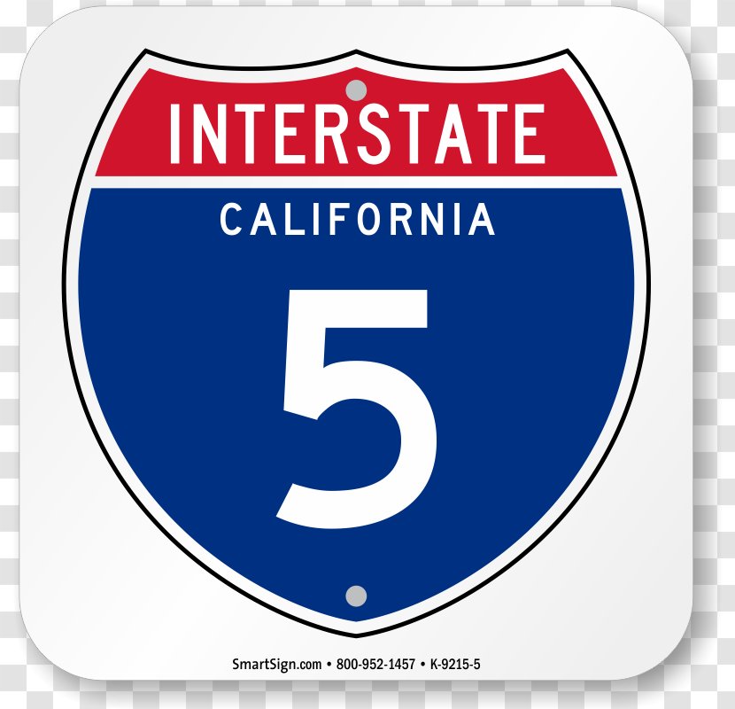 Interstate 10 40 80 US Highway System 5 In California - Decal - Road Transparent PNG