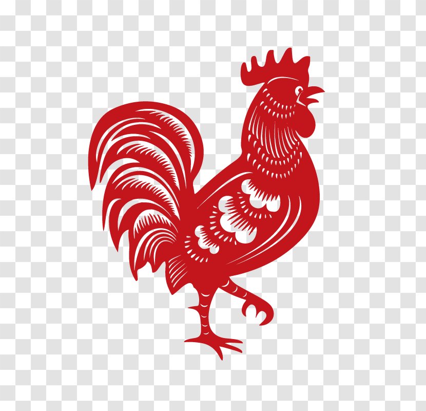Papercutting Chicken Rooster Chinese New Year - Symbol Transparent PNG