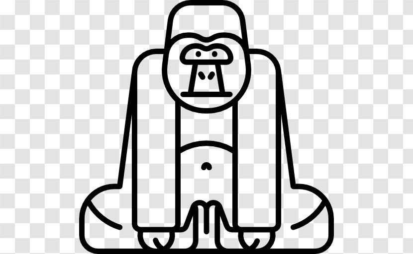 Vertebrate Monochrome Photography Line Art Human Behavior Clip - Gorilla Vector Transparent PNG