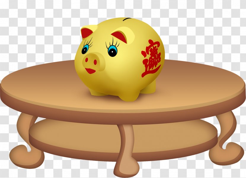 Julong Building Materials Piggy Bank - Cartoon - On The Table Free HD Pull Material Transparent PNG