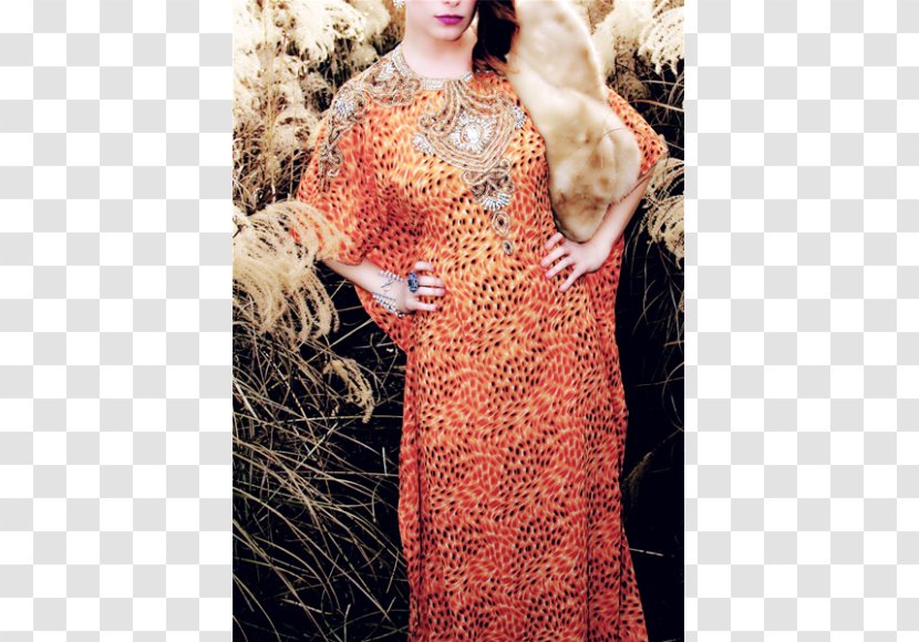 Kaftan Dress Abstract Art Gown - Shoulder - Cheetah Print Transparent PNG