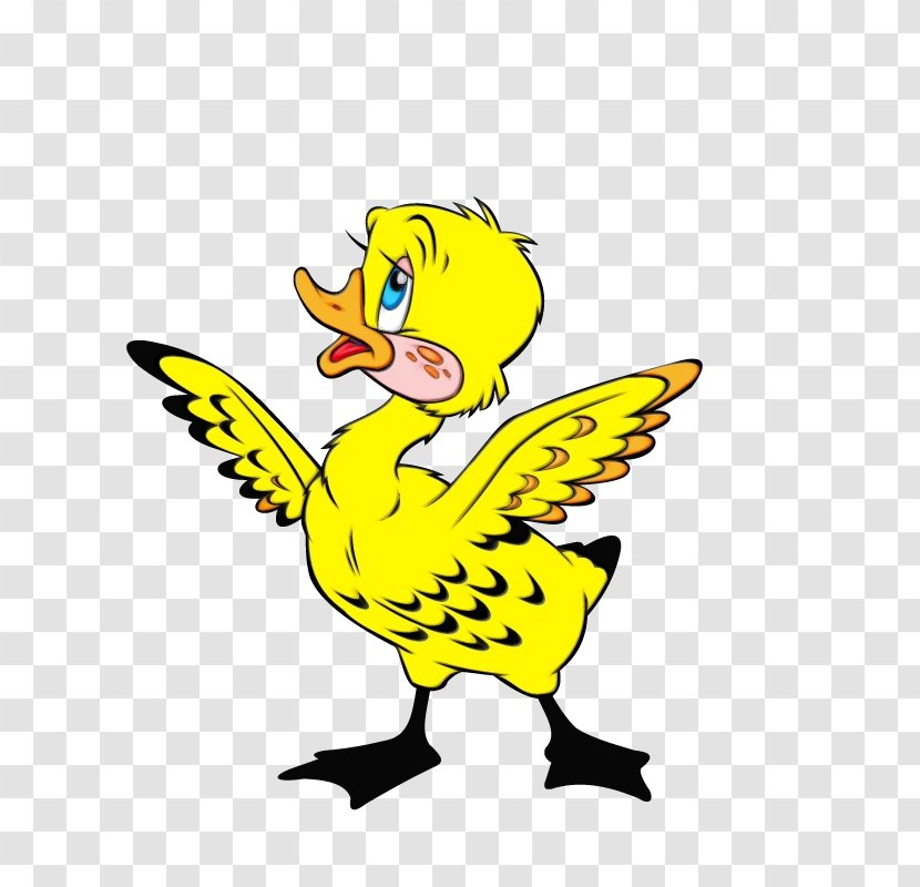 Cartoon Yellow Duck Bird Clip Art - Water - Goose Transparent PNG