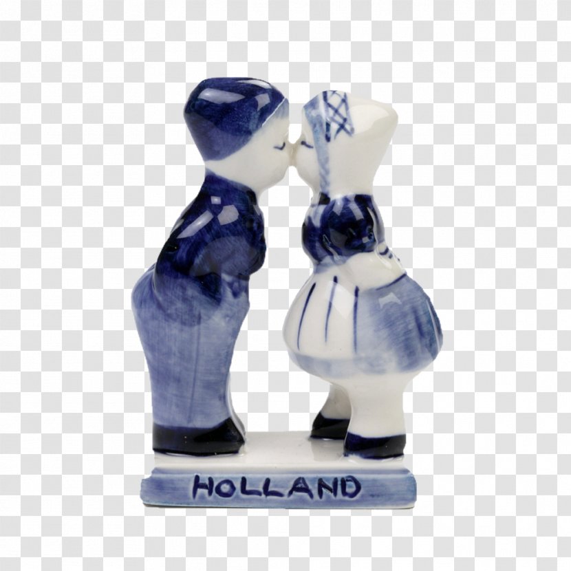 Delftware Souvenir Figurine Blue - Party - Kissing Couple Transparent PNG