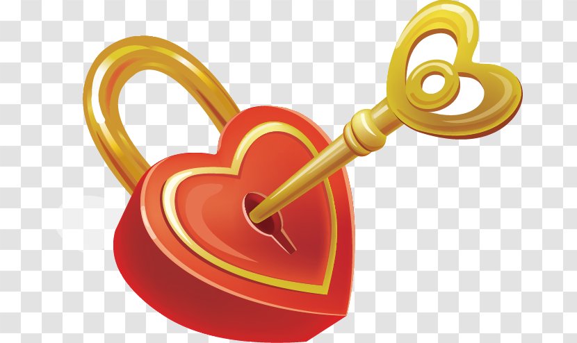 Heart Key Royalty-free Lock - Padlock - Valentine's Day Romantic Elements Transparent PNG