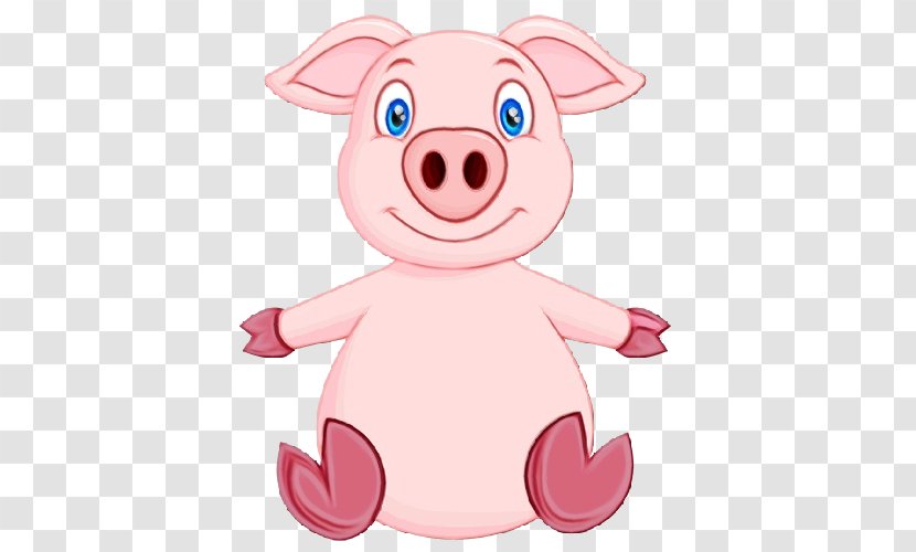 Cartoon Pink Domestic Pig Suidae Nose - Livestock - Smile Snout Transparent PNG