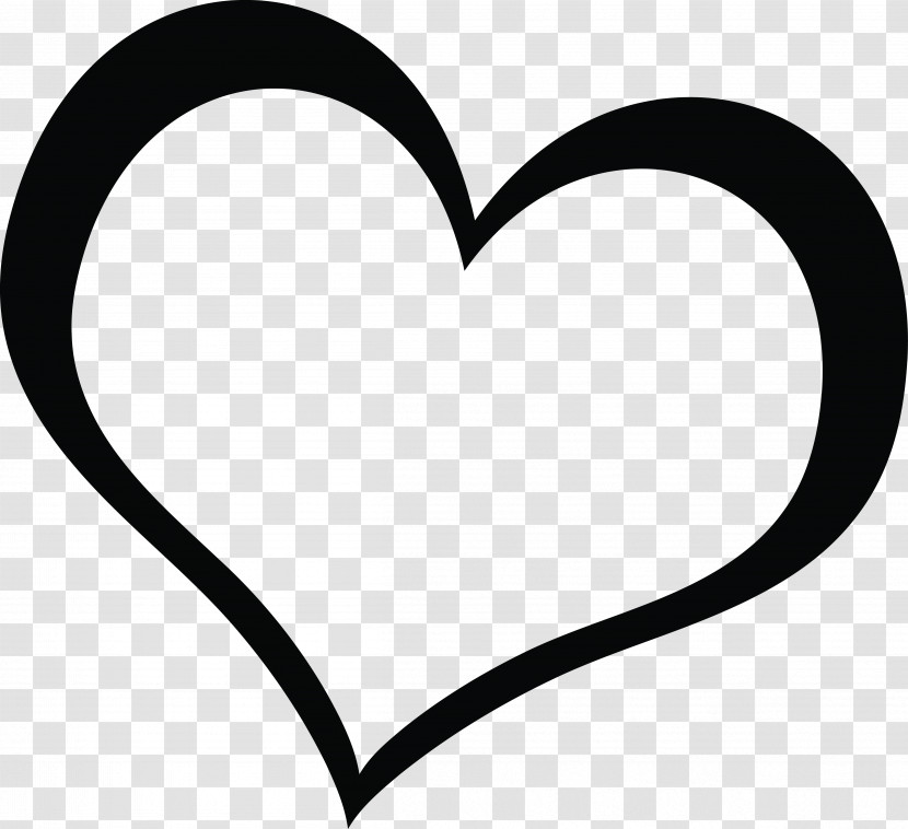 Heart Love Black-and-white Line Art Font Transparent PNG
