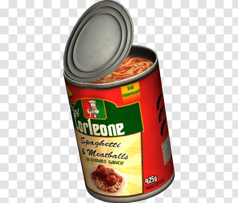 Tin Can Spaghetti With Meatballs Sauce Pasta - Dayz - Condiment Transparent PNG