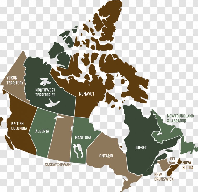 Provinces And Territories Of Canada United States Vector Map - Green Packing Box Transparent PNG