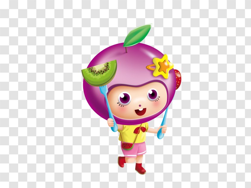 Cartoon Figurine Legendary Creature Fruit - Smile - Violet Transparent PNG