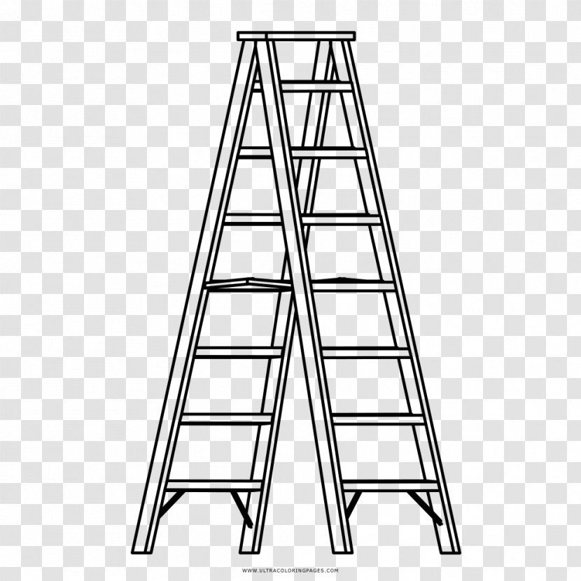 Ladder Drawing Stairs Coloring Book - Black And White Transparent PNG