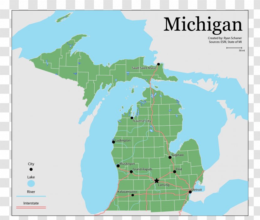 United States Presidential Election In Michigan, 2016 US Map County - Democratic Party - Physical Transparent PNG