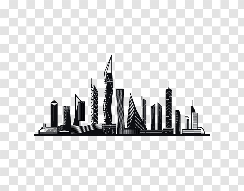 Skyline City - Blackandwhite Skyscraper Transparent PNG