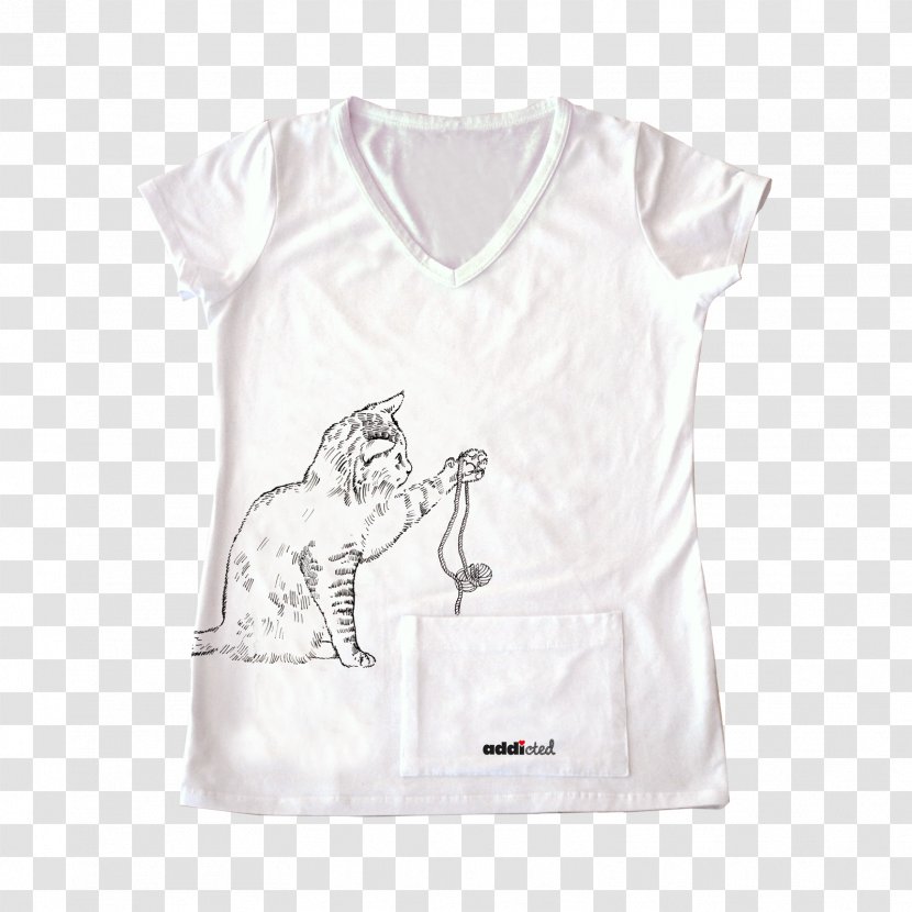 T-shirt Sleeve Active Shirt Knitting Cat - Top Transparent PNG