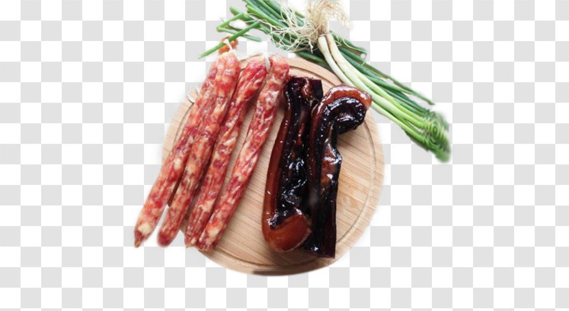 Chinese Sausage Bacon Meat Recipe - Smoked - On A Cutting Board Transparent PNG