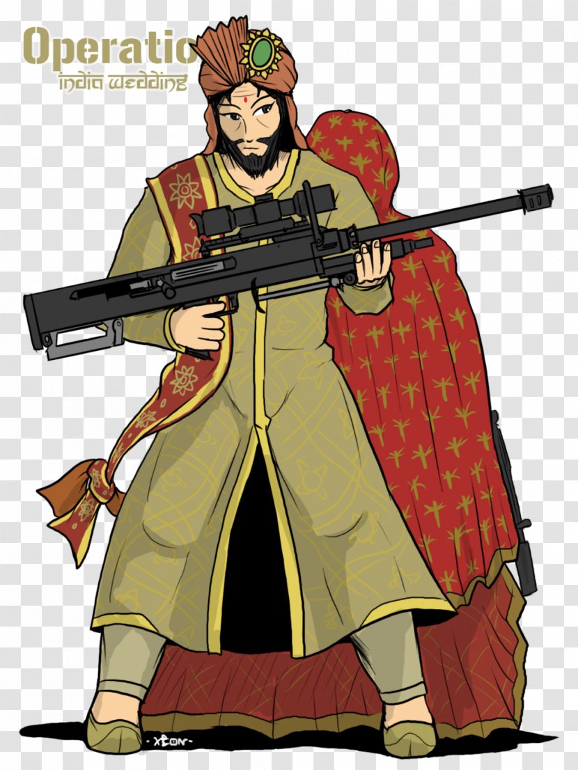Character Gun Profession Mercenary Militia - Animated Cartoon - Indian Bride And Groom Transparent PNG