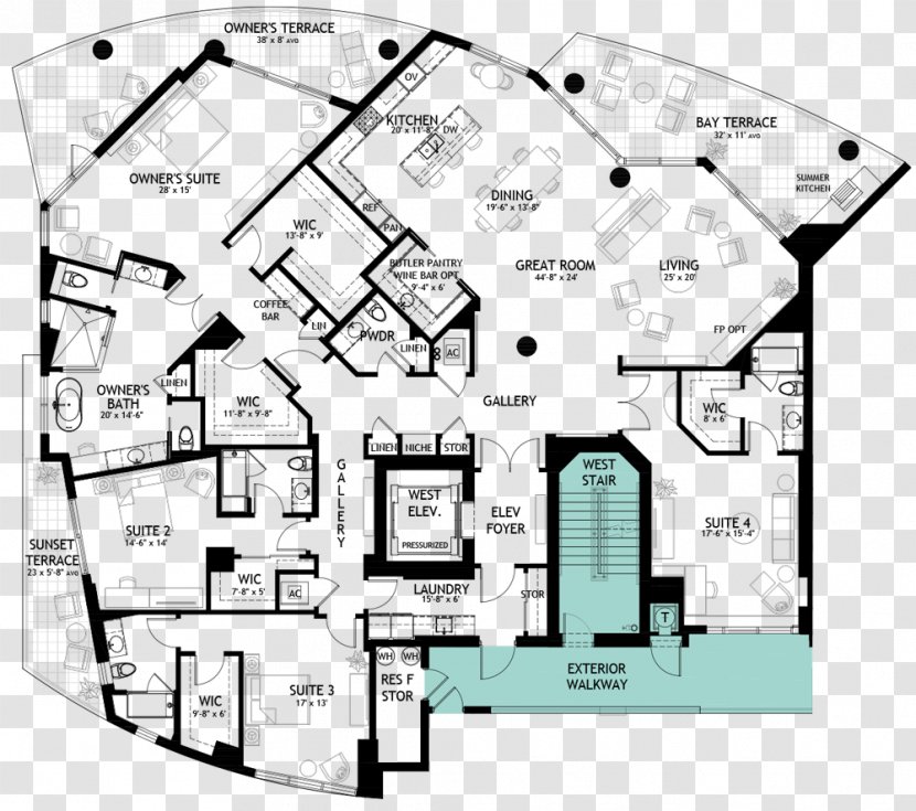 Floor Plan Penthouse Apartment Condominium - Swimming Pools - House Transparent PNG