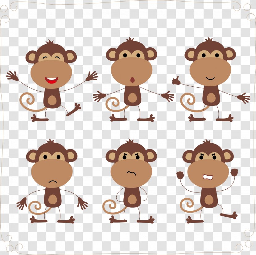 Monkey Cartoon Illustration - Mammal - Vector Transparent PNG