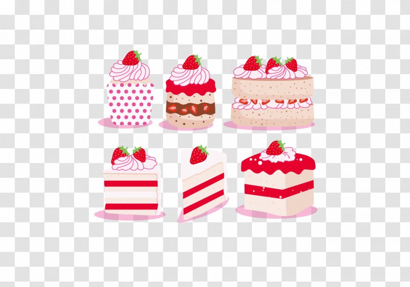 Strawberry Cream Cake Stuffing Birthday Icing - Sweetness - Vector Cupcakes Transparent PNG