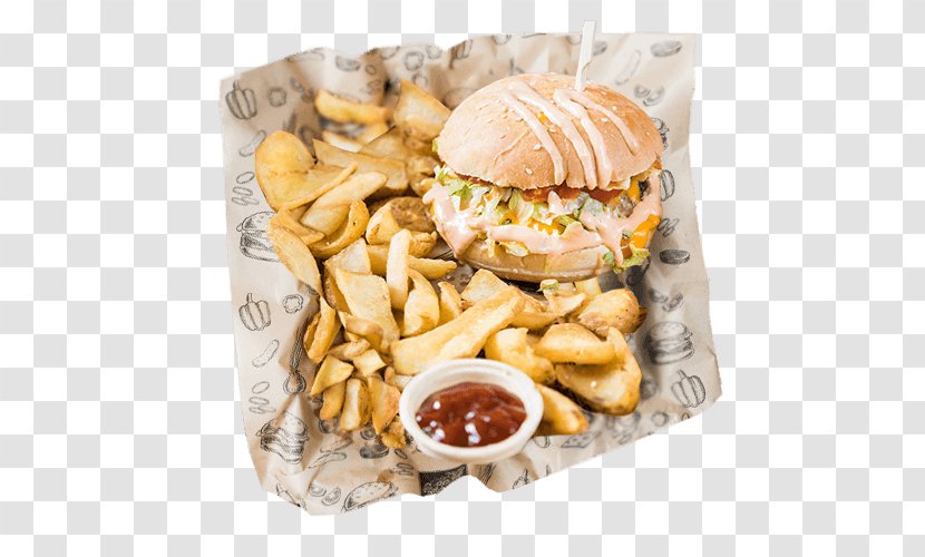 Hamburger French Fries Side Dish Fast Food Junk - Vegetarian Transparent PNG