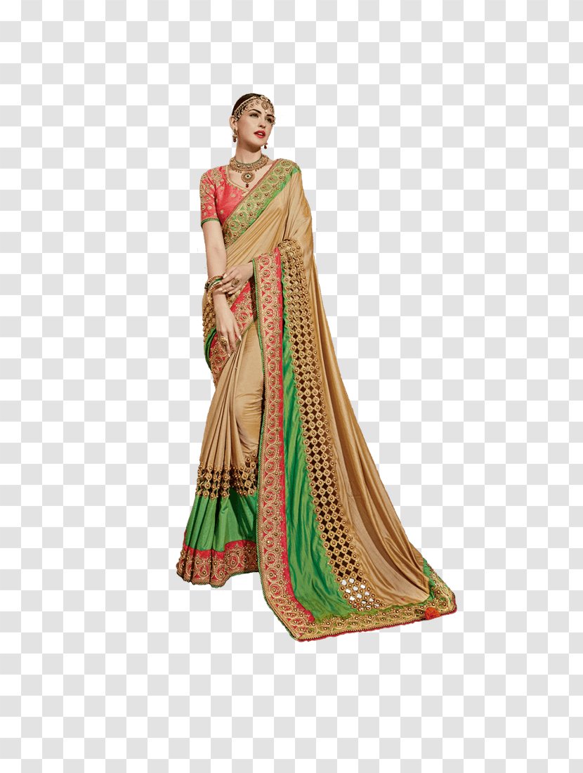 Wedding Sari Silk Dress Dupioni - Peach Transparent PNG