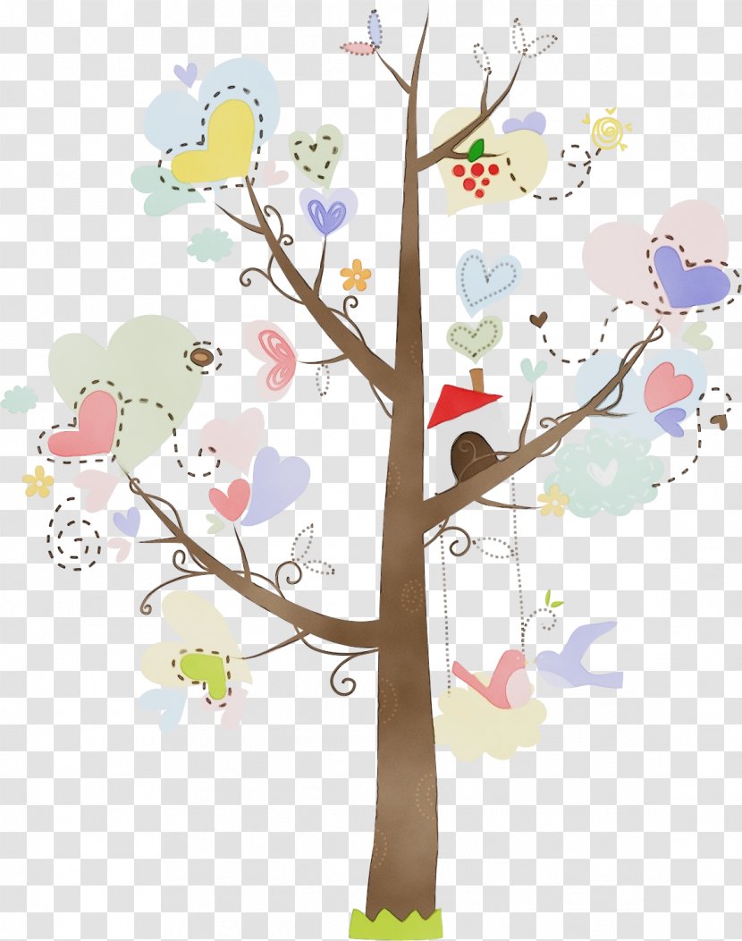 Flower Art Watercolor - Leaf - Cherry Blossom Twig Transparent PNG