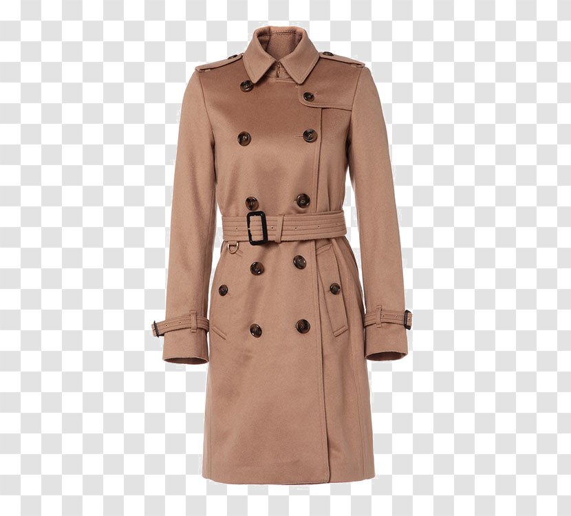 Trench Coat Chanel Burberry Dress - Ms. Cotton Camel Double-breasted Waist Transparent PNG