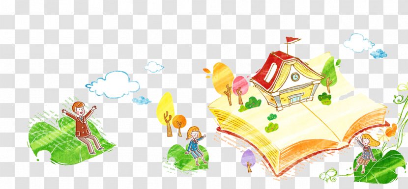 Learning Cartoon Comics Animation Illustration - Architecture - House On Books Transparent PNG