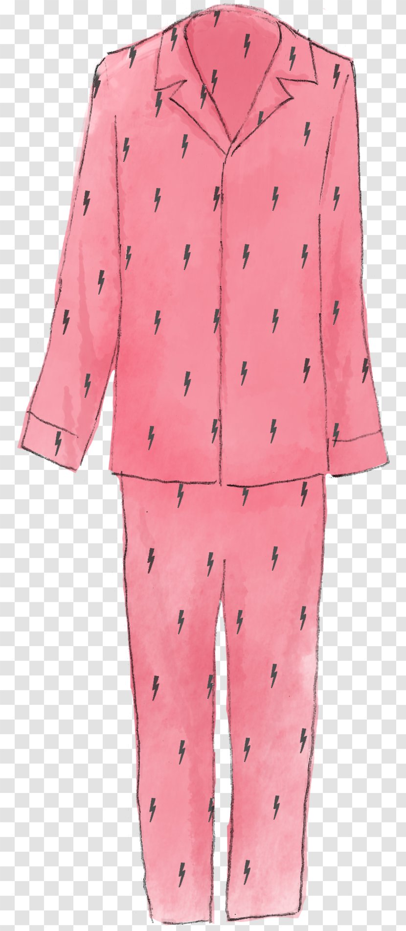 Pajamas Button Outerwear Pink M Sleeve Transparent PNG