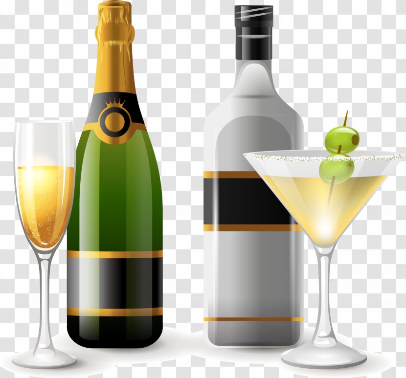 White Wine Champagne Sparkling Cocktail - Glass - Cocktail,Bottle Transparent PNG