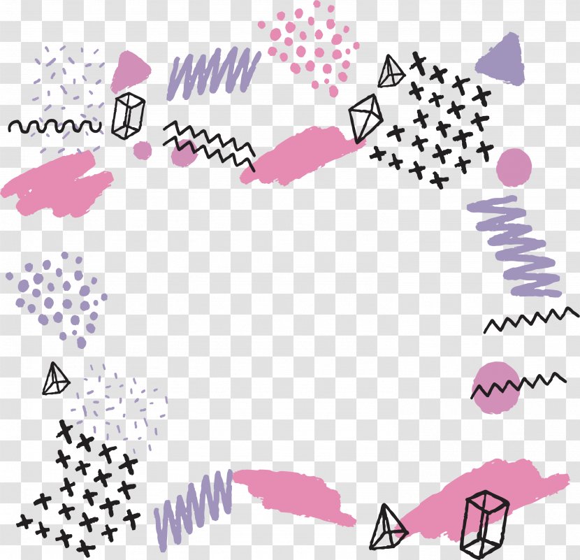 Pink Purple Hand-painted Geometric Patterns - Triangle - Material Transparent PNG