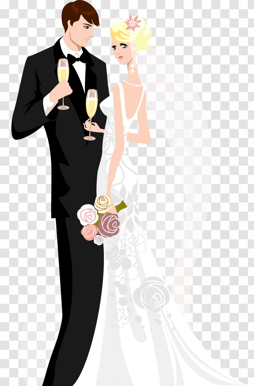 Wedding Invitation Bridegroom - Silhouette - Bride And Groom Transparent PNG