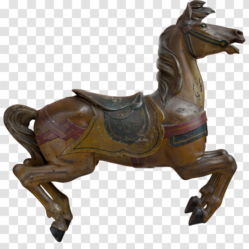 SeaGlass Carousel Gustav Dentzel Mustang Bronze Sculpture - Horse Transparent PNG
