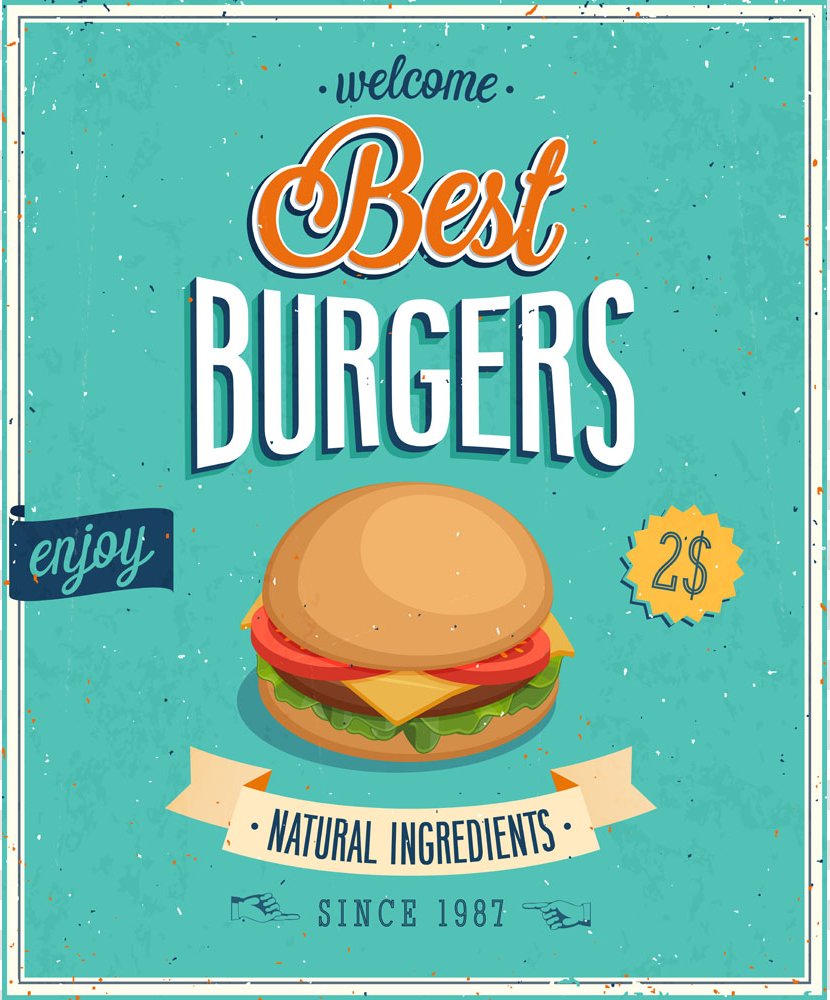 Hamburger Fast Food Poster Illustration - Royalty Free - Vector Burger Menu Transparent PNG