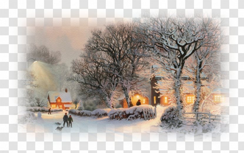 Santa Claus Christmas Card Snow Village - Watercolor Paint Transparent PNG