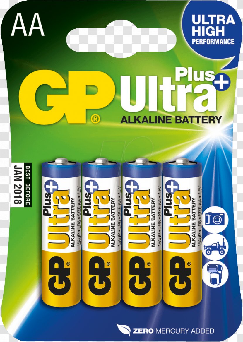 Alkaline Battery AA Electric Gold Peak Primary Cell - Yellow - Plus Ultra Transparent PNG