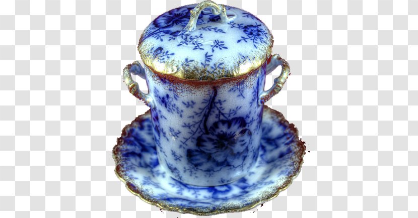 Blue And White Pottery Ceramic Coffee Cup Flow Tableware - Plate Transparent PNG